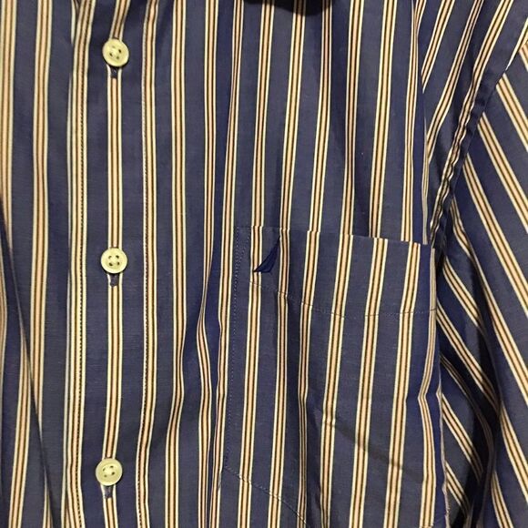 Nautica Blue Striped Button Up Shirt XL - Picture 2 of 6